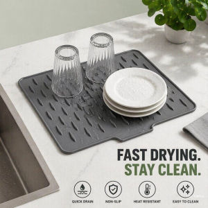 Silicone Sink Mat Non Slip Dish Drying Mat Quick Drain Heat Resistant Counter Protector