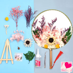 Air-Dried Flower Group Fan DIY Material Kit Chinese Handmade Immortal Flower Fan