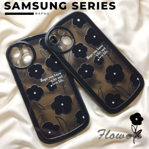 Casing Samsung A04E A12 M12 A13 4G A13 5G A04S A14 5G A22 4G M32 A34 5G A52 A52S A54 4G M23 5G A02S A03S A32 4G A50 A50S A30S Case Softcase Motif Bunga Black Flower