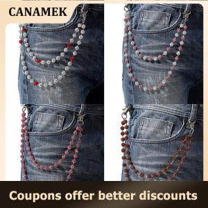 【 CANAMEK 】 Hip-hop Pants Chains High-quality Ball Beads Waist Chains Simple Jeans Chain Fashion Pants Chain Clothing Accessories Gifts