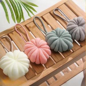 ^1pc New Pumpkin Shaped Bath Loofah Sponge With Extra Thick Soft Mesh Durable Hanging Rope For Daily Home Shower Bathing Use