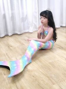 2 Cái/bộ Đồ Bơi Trẻ Em Bé Gái Áo Ngực Dây Vòng Qua Cổ + Đuôi Nàng Tiên Cá Nhiều Màu Sắc Đồ Bơi 2 Mảnh Cho 3-12Y