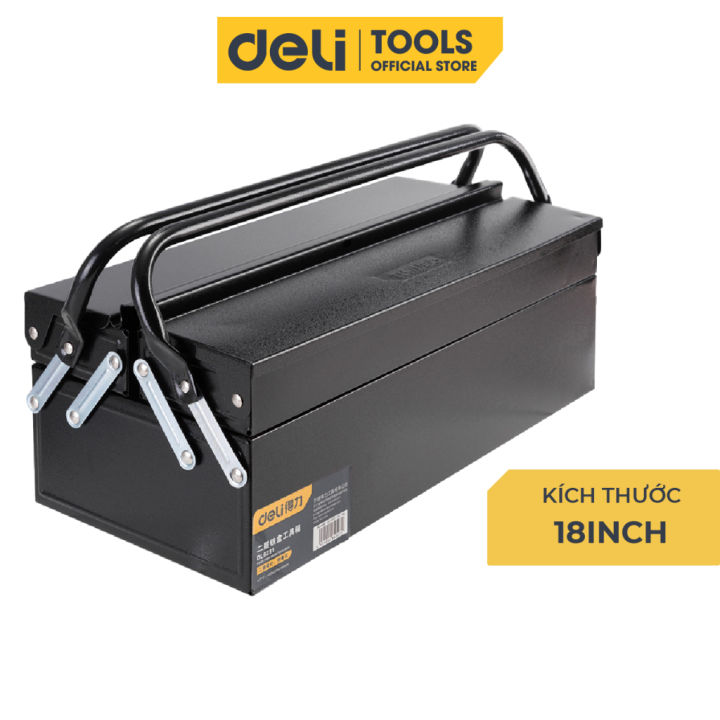 Hộp Đựng Đồ Nghề, Dụng Cụ Sửa Chữa Bằng Thép Deli Tools Thiết Kế Nhiều Ngăn Tiện Dụng, Chất Liệu Chống Mòn, Gỉ DL6231