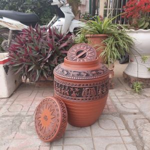 Chum sành ngâm rượu cao cấp loại 1 Bát Tràng không tráng men hoa văn Trống Đồng 20L 10L 5L (Gốm sứ Bách Việt)