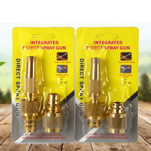 Đầu vòi xịt tăng áp lực nước mini bằng đồng có điều chỉnh nhiều chế độ - Vòi xịt nước tăng áp tưới cây rửa xe cực mạnh kèm đai siết ống