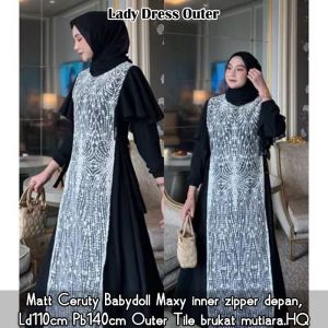 BEST SELLER Lady Dress Bahan Ceruty mix Brukat Premium / Gamis Wanita Terbaru 2023 Lebaran / Gamis Kondangan / Dress Muslim