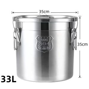 304 stainless steel sealed bucket insect proof and moisture-proof rice jar household rice bucket soup bucket