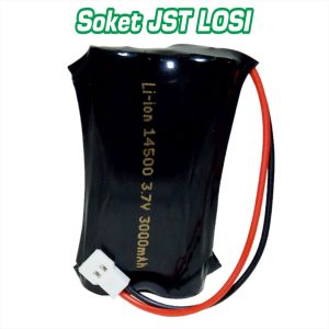 Baterai Charger RC Mainan Anak Type Li-ion 2X 14500 3.7Volt 3000mAh Soket JST MERAH & LOSI
