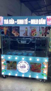 Xe Đẩy Bán Trà Sữa Chữ nổi Thùng Đá Âm tặng 6 khay Topping 1/6 giá tốt tại xưởng cơ khí Tân Ngọc Châu⭐0937⭐272⭐899