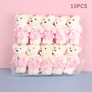 ZOOGGJZ 10Pcs/Set Cute Bear Doll Cartoon Soft Valentines Day Flower Bouquet Mini Plush Toys Graduation Valentines Day