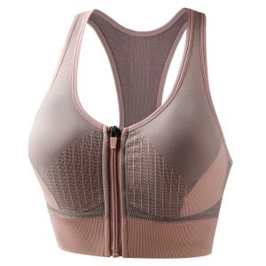 Sports Bra Front Open Zip Wireless Push Up Whole Cup Top Seamless crop top Sportswear for Running Yoga Gym Workout