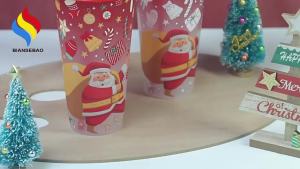 Christmas New Cool Color Changing Cup   Large Capacity Santa Claus Two-Piece Color-Changing Straw Cup Set
