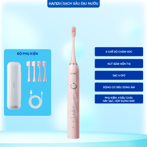 Bàn chải điện HANGY chuẩn nha khoa HY23 Pro Nâng Cấp siêu sóng âm làm trắng răng giảm mảng bám [Bảo hành 2 năm]