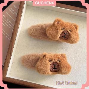 GUCHEN4🎀 1 cái cặp kẹp tóc sang trọng thanh lịch Kawaii capybara scrunchies dễ thương động vật sang trọng Tóc Dây ponytail chủ rửa mặt dây đeo cổ tay