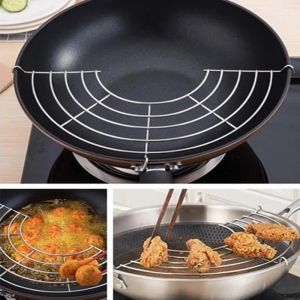 30cm Stainless Steel Frying Oil Strainer Steam Rack 26cm 28cm Oil Drainer Mesh Colander Filter Frying Pan Oil Drain Rack Kitchen Gadget  Kitchen Accessories