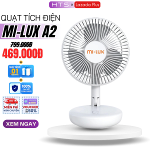 Quạt Tích Điện Để Bàn A2 Plus Quạt mini Mi-lux A2 Plus Động cơ mạnh 8W pin 2400mah