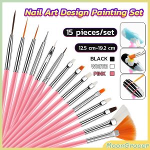 M.Grocer. Professional Nail Art Design Painting Set 15 pcs Acrylic Oil Watercolors Artist Paint Brushes