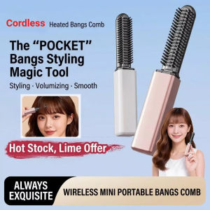 Cordless Hair Iron - Portable USB Rechargeable Compact Front Hair Straightener with Cap - Available in White Pink
