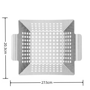 1 Pcs Stainless Steel Nonstick Grill Basket with Holes BBQ Grill Tray Durable Grill Pans for Outdoor Grill Grilling Tray F