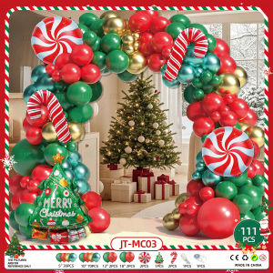Merry Christmas Balloon Decoration Set Candy Cane Elk Christmas Tree Garland Party Decoration Set with free glue