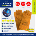 Hercules Full Leather Gloves Orange (Premium Grade) 13" by Leeden Online Store. 