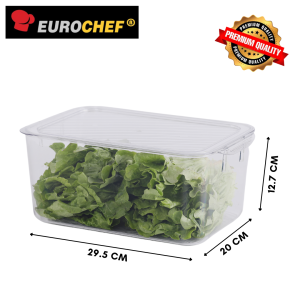 Eurochef Refrigerator Organizer Stackable Fridge Organizers Storage Box with Cover Cutout Handles Freezer Storage Container Kitchen Home House Fruits Vegetables Store Gift Present Christmas