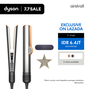 Dyson Airstrait ™ straightener HT01 (Bright Nickel/Rich Copper) - Meluruskan rambut dari basah ke kering | Tidak merusak rambut dengan panas | Styling lebih cepat