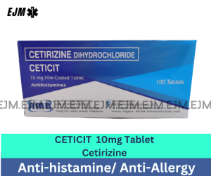 CETICIT Cetirizine dihydrochloride 10mg Film coated Tablet - 100 tablets