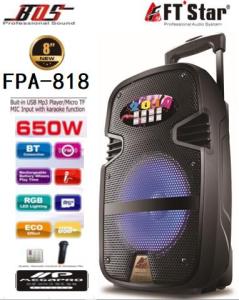 FTStar FPA-818 Portable Bluetooth Trolley 8  Speaker w/ Wireless Microphone