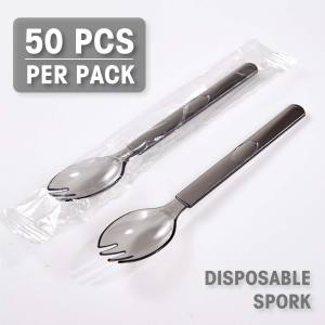 50 Pieces Disposable Cutlery Set Plastic Spoons Non-toxic Safe Transparent Thick Material Individually Packed Thickened Long Handle Easy To Grip Great For Catering Party Office And Home Use Portable Takeaway