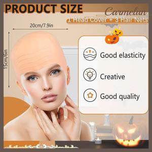 [Carmelun] 1 2 4Pcs Latex Bald Cap Set For Adults Bald Cap Fancy Dress Cosplay Hat Wig Cap Fake Bald Wig Costume Accessory For Stage Plays Movies Club Activities Halloween Party