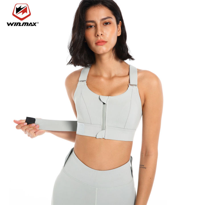 Winmax Front Zipper Sports Bra for Women Gym Plus Size 5XL Velcro