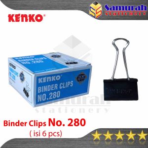 Binder Clips No. 280 Kenko / Clip Hitam Tebal / Klip Jepit Kertas Besar Lebar 60 mm - Isi 6 Pcs