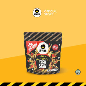 IRVINS หนังปลาทอดกรอบเคลือบไข่เค็มรสเผ็ด (Hot Boom Salted Egg Fish Skin) ขนาด 80 g