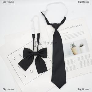 [COD] Big House Solid Color Childrens Snap Tie Basic Black Short Student Casual All-match Tie Male Female Accessories