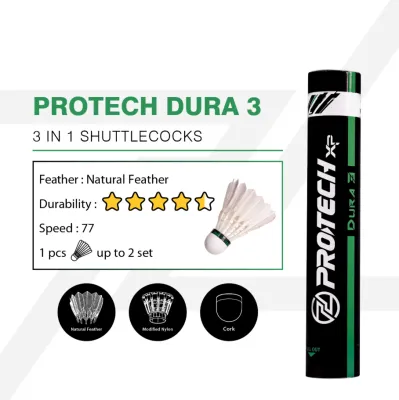 PROTECH 3 IN 1 HYBRID SHUTTLECOCK - DURA 3