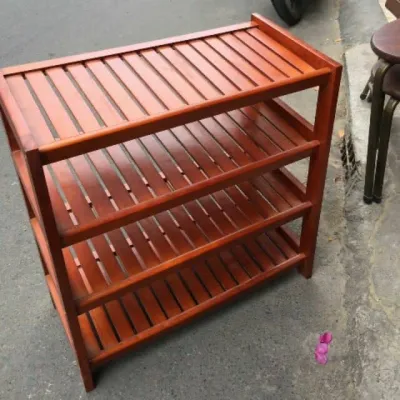 Kệ giày dép gỗ cao su màu Nâu đỏ ngang 60cm