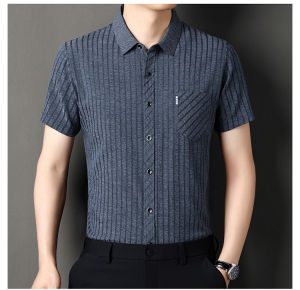 IELGY Mens Short Sleeve Shirt Summer Thin Business Casual Top