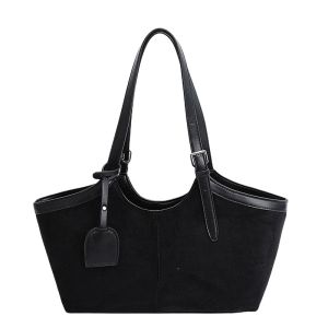 2026 Autumn Retro Suede Shoulder Bags for Women Faux Patchwork PU Armpit Bag Work Travel Casual Street Designer Handbag2026