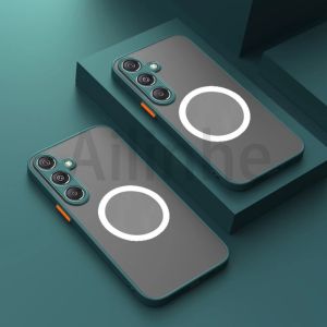 For Samsung Galaxy A55 A35 A54 A34 A14 A25 A15 5G Case Magnetic For Magsafe Wireless Charge Soft Matte Shockproof Back Cover