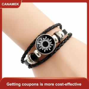 【CANAMEK 】 2Pcs Luminous Couple Bracelets Sun Moon Adjustable Black Braided Bracelet Friendship Fashion Romantic Jewelry Birthday Gifts