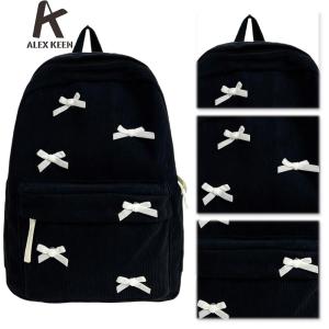 Fashionable Womens Backpack Featuring Bowknot Accent and Soft Corduroy Fabric Ideal for School and Outings