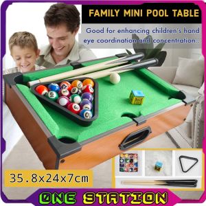 Wooden Portable Compact Mini Tabletop Pool Table Snooker Game Billiards Table Set Family Children Activity Game Toys