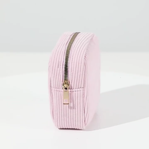 Corduroy Makuep Bag Small Purse Fashionable Solid Color Zippered Cosmetic Storage Organizer Toiletry Case for Women