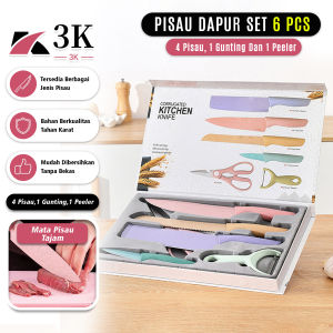 (3K Surabaya) Kitchen Knife Stainless Steel / Pisau Dapur Set 6in1 Bahan Stainless Steel PREMIUM