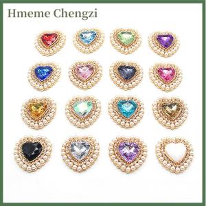 Hmeme 27x26mm Peach Heart Alloy Rhinestone Acrylic Gift Box Clothing Decorative Buckle DIY Jewelry Accessories