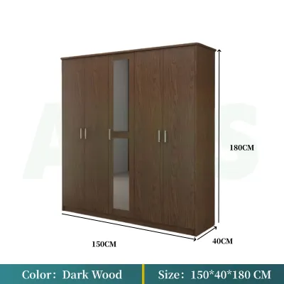 APES Home Wardrobe Large Capacity Wooden Wardrobe Mirrored Wardrobe Multifunctional Bedroom Wardrobe Storage Cabinet