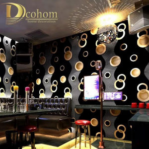 Wallpaper Sticker Dinding Motif Bulat Gold Dasar Hitam Panjang 8 s/d 9 Meter x Lebar 45cm