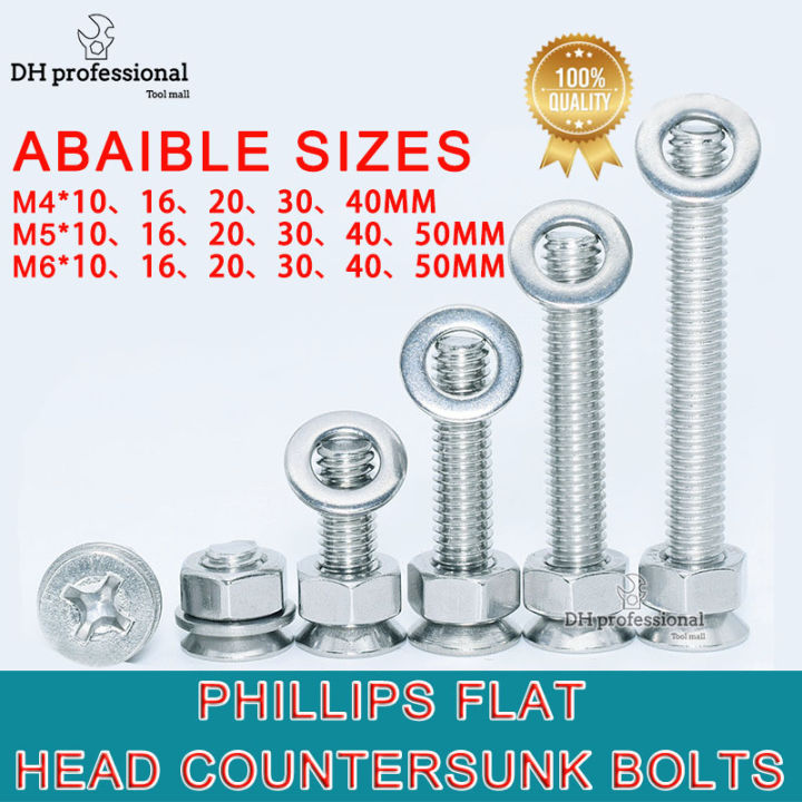 Phillips Flat Head Countersunk Machine Screws Bolts Nuts Washers Assortment Kit M4M6 (1060MM