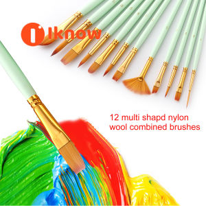 Tôi biết 12PCS Bộ bút lông Kit nhiều phương tiện bàn chải với sợi Ni-lông cho Acrylic nghệ thuật aquarelle màu bột màu nước sơn dầu cho nguồn cung cấp vẽ nghệ thuật tuyệt vời